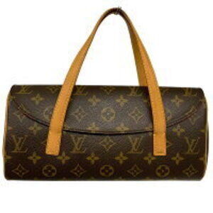 LOUIS VUITTON Sonatine Monogram Canvas Handbag Magnetic Closure Brown Bag